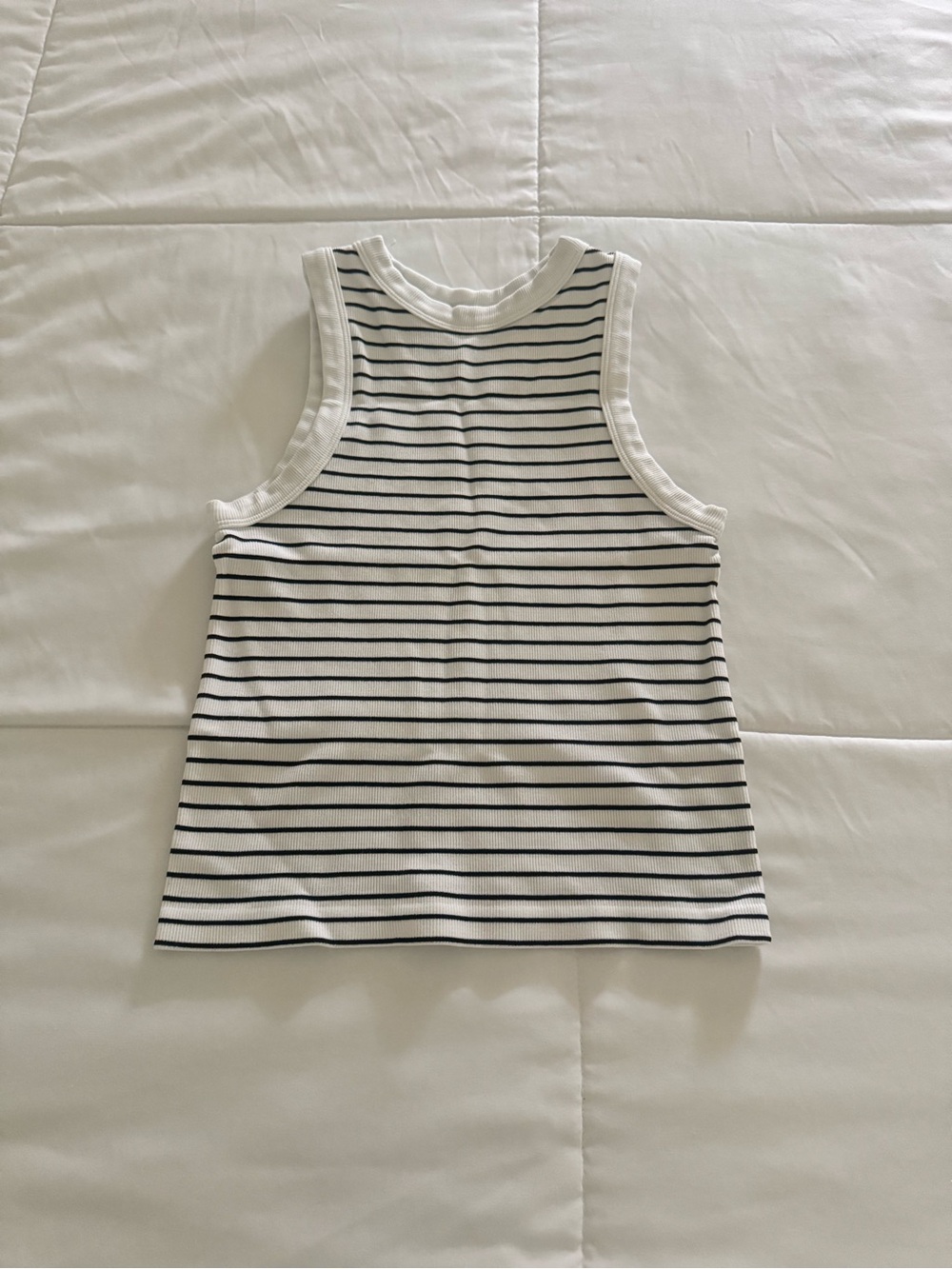 Striped Ribbed Tank Top - White/Black - Picture 2 of 4